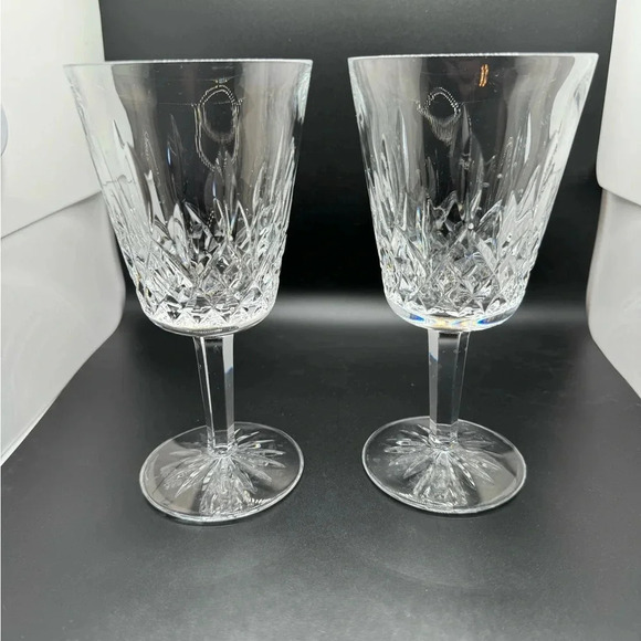 Waterford crystal connoisseur lismore Large Water Goblets Set of 2 - Picture 2 of 3
